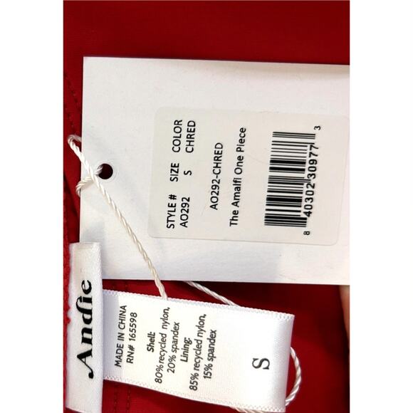 Andie Swim The Amalfi Eco Nylon One Piece in Cherry Red S NWT - Picture 6 of 8